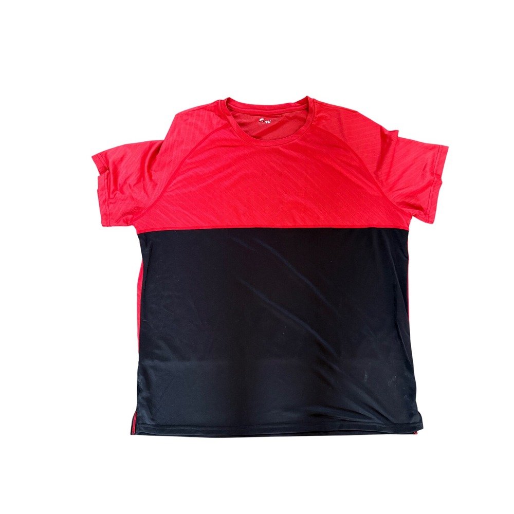 Zyia Active Mens‎ Red Black Colorblock Performance Mesh Training T-Shirt XXL